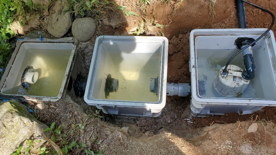 雨水枡濾過槽完成 庭池日記