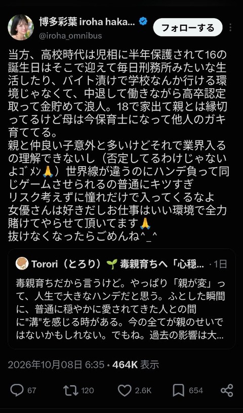 【悲報】人気AV女優、とつぜん悲しい過去を告白「虐待で児相に保護された」