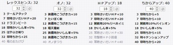 バトルレックススキル振り