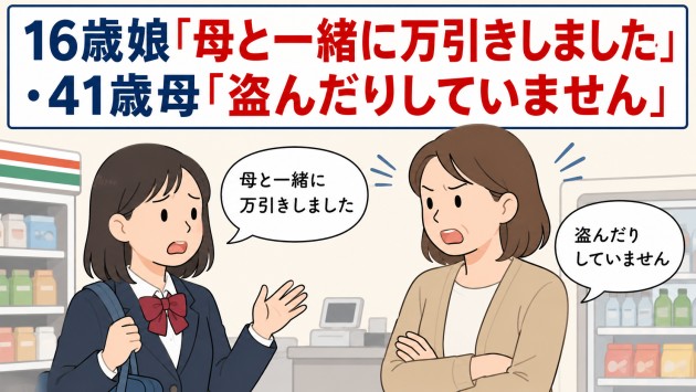 16歳娘「母と一緒に万引きしました」･41歳母「盗んだりしていません」
