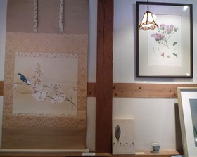 軸「桜と小禽」