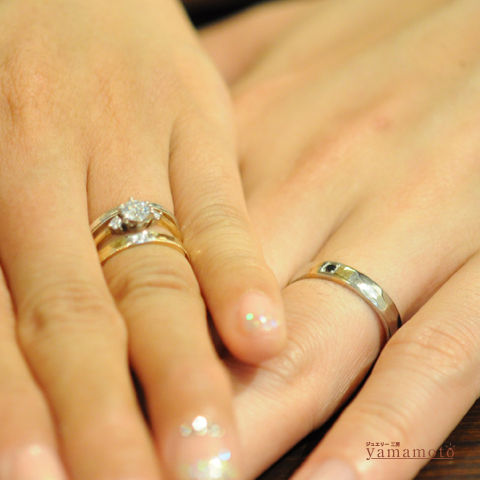 大きな槌目 結婚指輪 名古屋市天白区 ジュエリー工房yamamoto