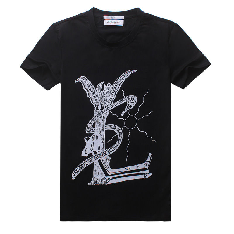 YVES SAINT LAURENT イヴ・サンローラン 2014/15年春夏新作 メンズ半袖Tシャツ(ブラック)(ホワイト