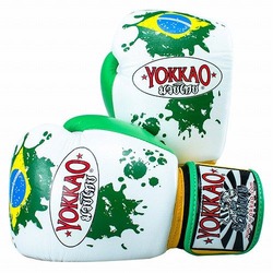 White Brazilian Flag Boxing Gloves1