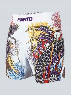 MANTO X Krazy Bee fight shorts DRAGON white 1