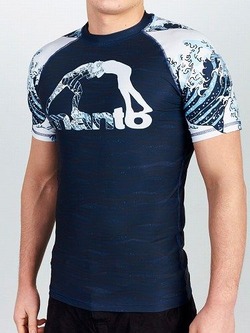 rashguard short sleeve WAVES navy blue 1