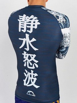 long sleeve rashguard WAVES navy blue 2