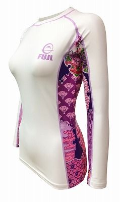 Fuji Sports Women's Kimono Rash Guard White-Pink 2