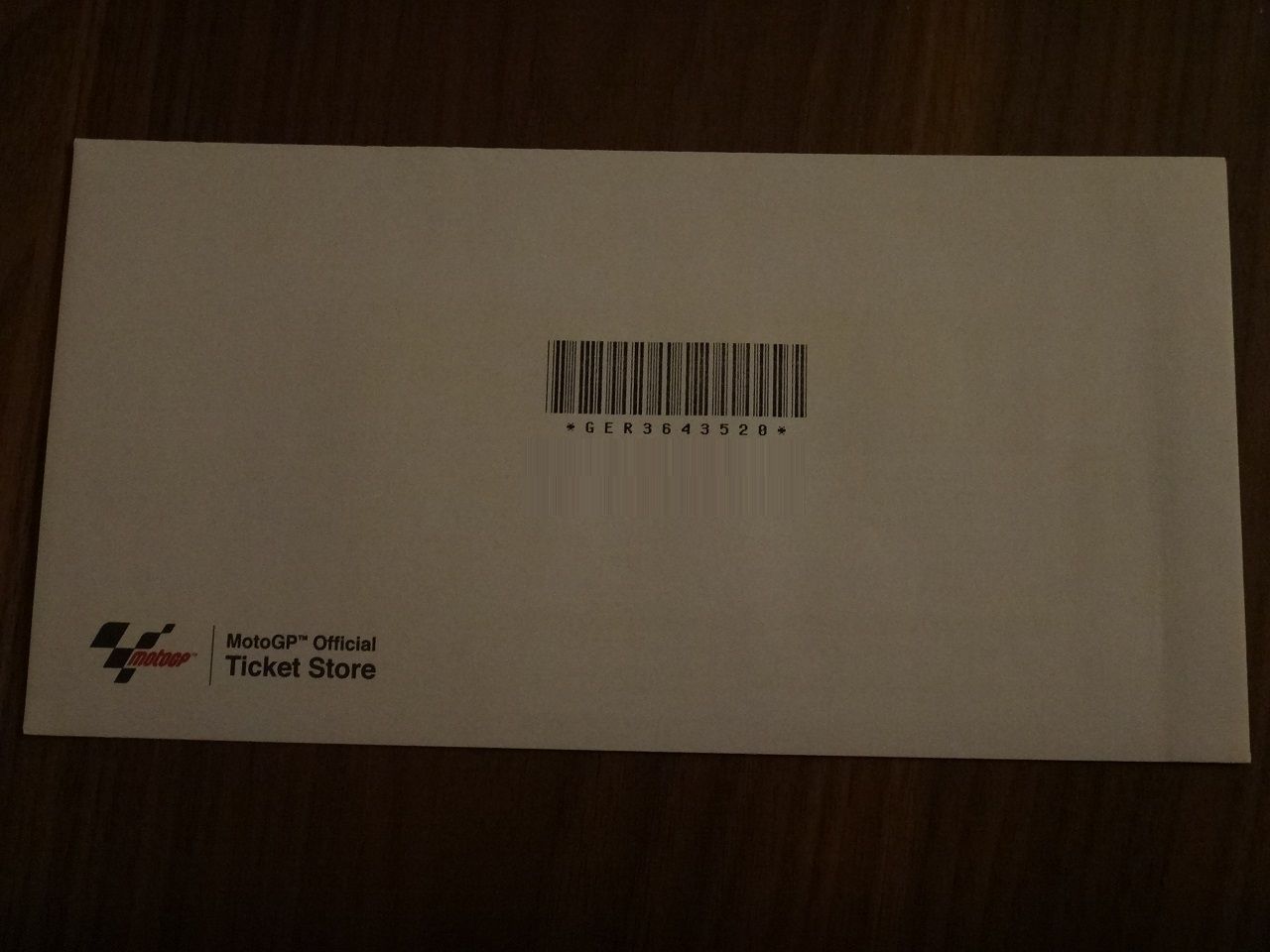 ばぶらのローエミッション生活最後のチケットも届きました。MotoGP第9戦ドイツ・グランプリ (2014/7/11,12,13)