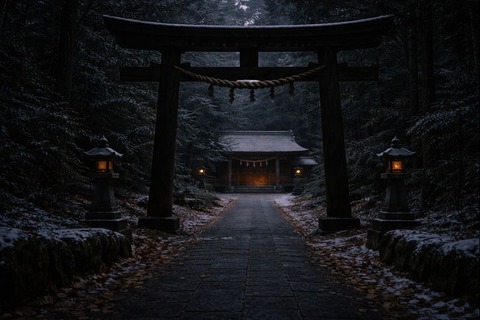 「鳥居が最も暗く見える日」 - 太陽が弱まるほど、鳥居は際立つのキャプチャー