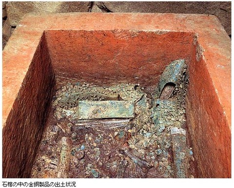 藤ノ木古墳の金銅製品出土状況