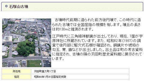 石塚山古墳 - 苅田町ホームページ > 苅田町観光ガイド > 学ぶ