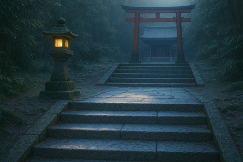 神社の“石段が白く光る季節” ― 冷気が結界を可視化するのキャプチャー