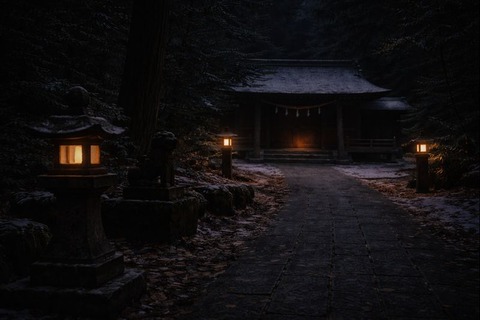 神社で「灯りの数が減る夜」― 闇を完全に払わない年末の照明感覚のキャプチャー