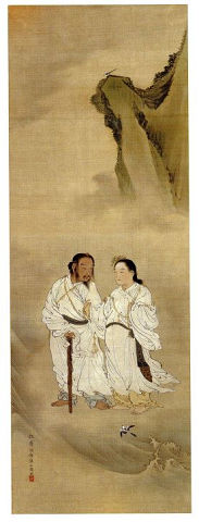 伊邪那岐命と伊邪那美命 - 二羽の鶺鴒が舞う、二柱の仲睦まじい様子を活写【大古事記展】のキャプチャー