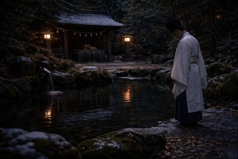 境内の「水面を見ない」作法 ― 鏡としての水を一時的に避ける理由のキャプチャー