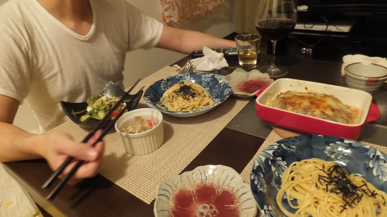 無印のウニクリームパスタ 美味 メモ ﾌﾞﾋ猫