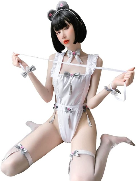 猫リボンセクシー裸エプロン