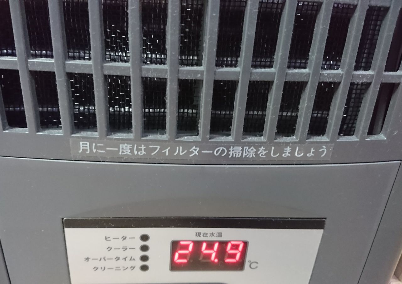 水槽用クーラーのフィルター掃除をしました 我が家の小さな水族館