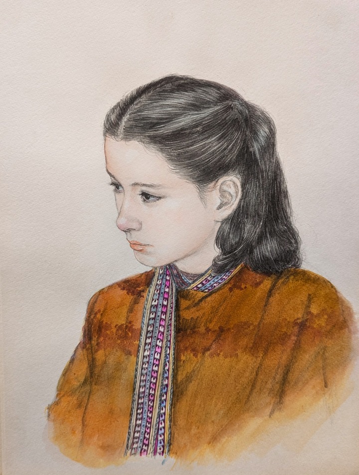 写実　中村英夫【婦人像】パステル　水彩 写実 中村英夫【婦人像】パステル 水彩 （絵のある待合室1～8