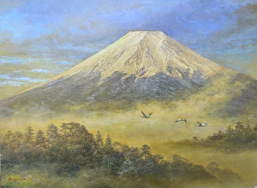 富士雪間」P8号｜中村英夫・富士山19 : 画家のひみつ基地_Japanese artist