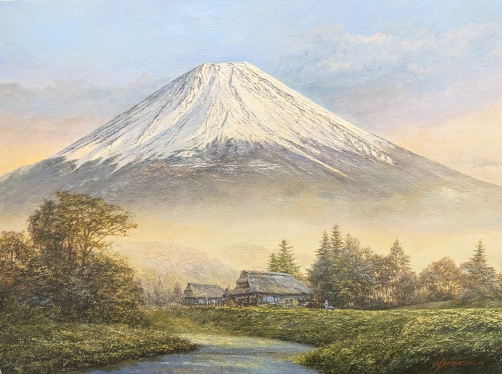 他の人発送×中村英夫【夏の日白い帽子の婦人】肉筆油彩画 他の人発送