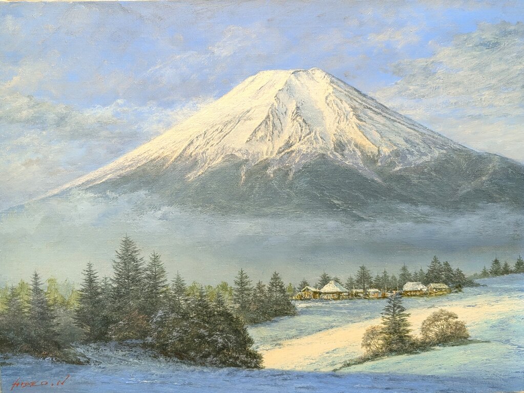 富士雪景」P8号｜中村英夫・富士山13 : 画家のひみつ基地_Japanese artist