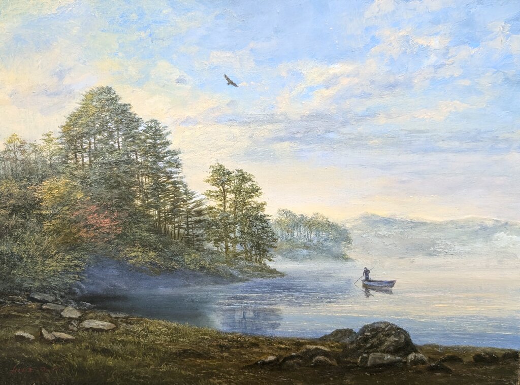 湖辺朝明」P8号｜中村英夫・川の絵03 : 画家のひみつ基地_Japanese artist