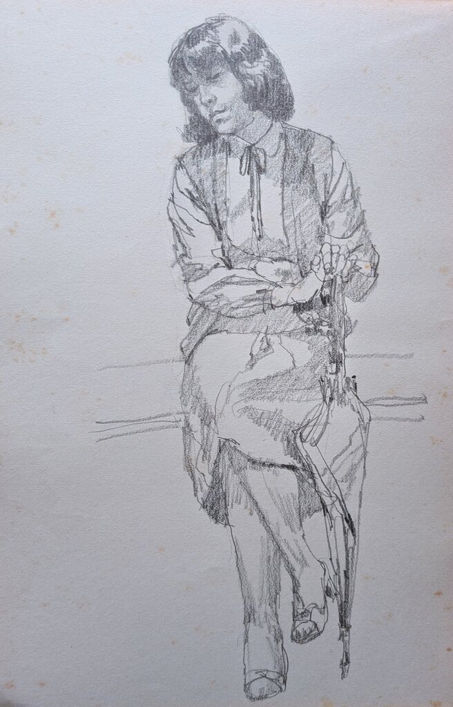 他の人発送×中村英夫【婦人像】パステル　水彩 スケッチ・人物64_中村英夫作品集 : 画家のひみつ基地_Japanese