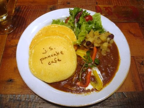 j.s.pancake cafe@中野-ミールパンケーキ ハッシュドビーフ(ミニサラダ付き)