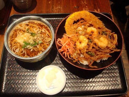真希 中野北口店-海老かきあげ丼とそば