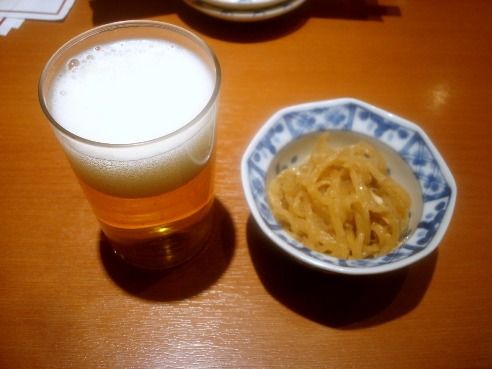 魚がし鮨@中野-ビールとつき出し