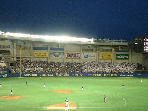 レフト外野席も半分がマリーンズファン