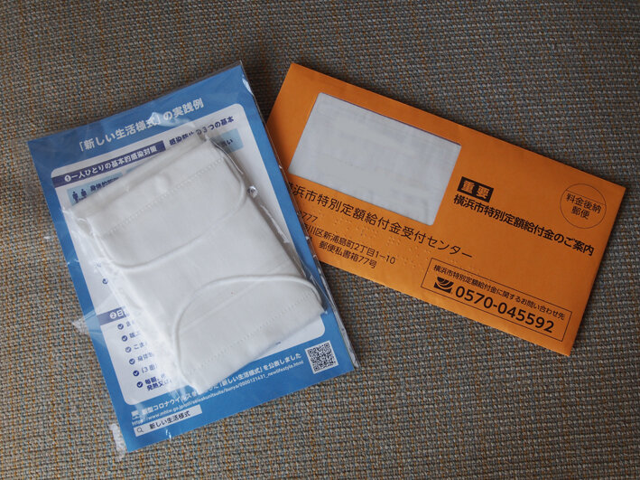 給付金書類とアベノマスクがセットで届く!!