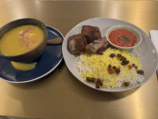 Lamp Makboos and Lentil Soup - Kuwait Pavilion Restaurant