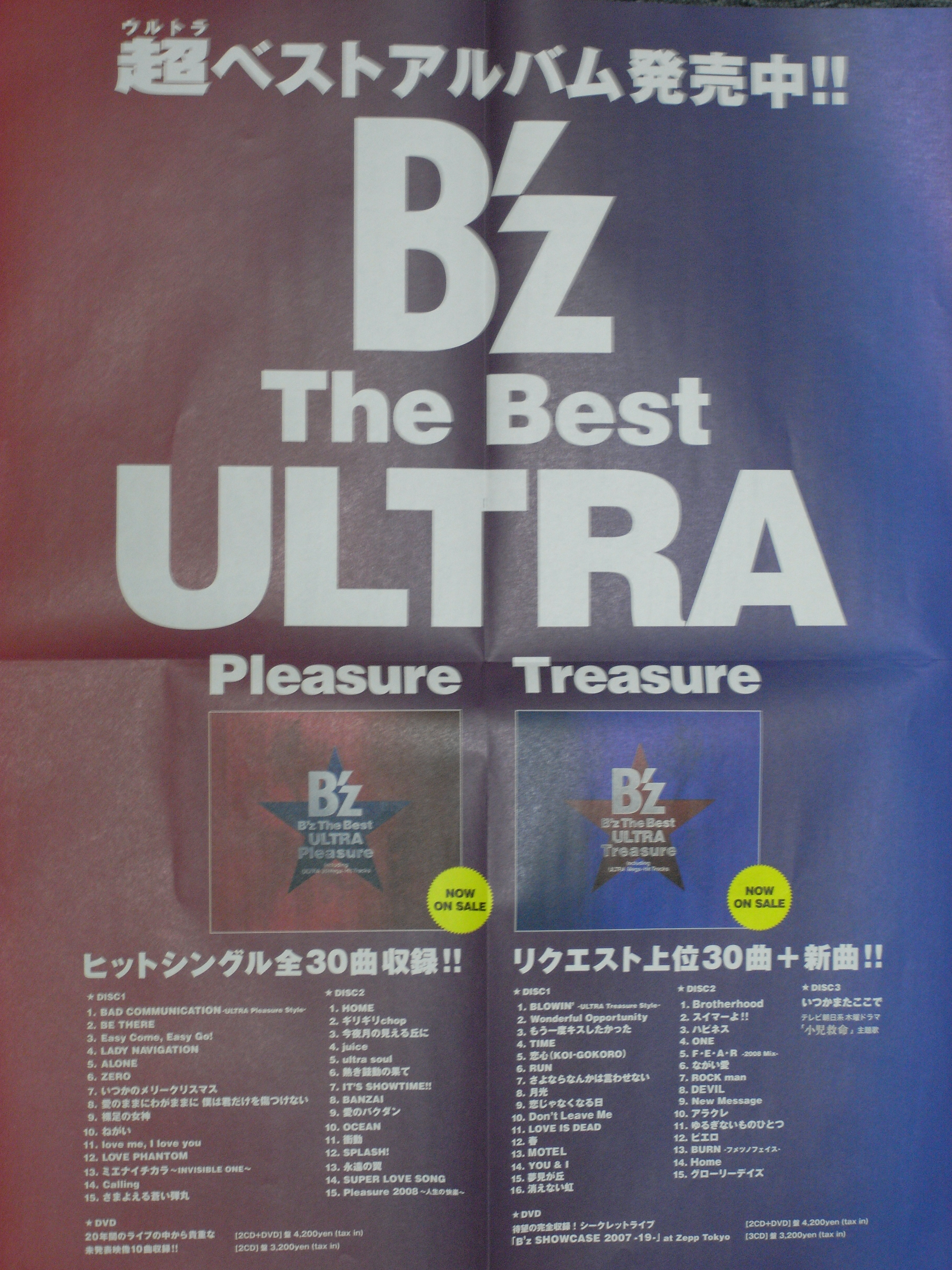 割引発見 Hidden LIVE-GYM B'z Pleasure No.20～」のフライヤー ～Typhoon 