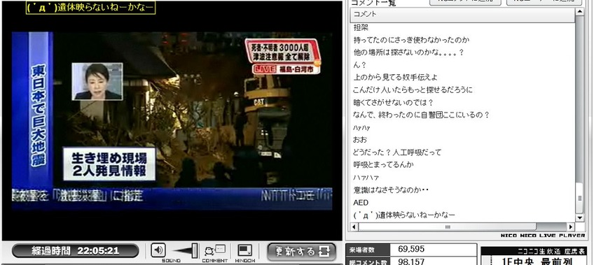 被災者の遺体が映るのを待ち望む視聴者