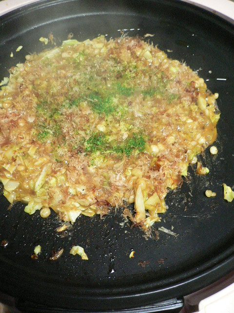 ホットプレートでもんじゃ焼き 爽快天然生活