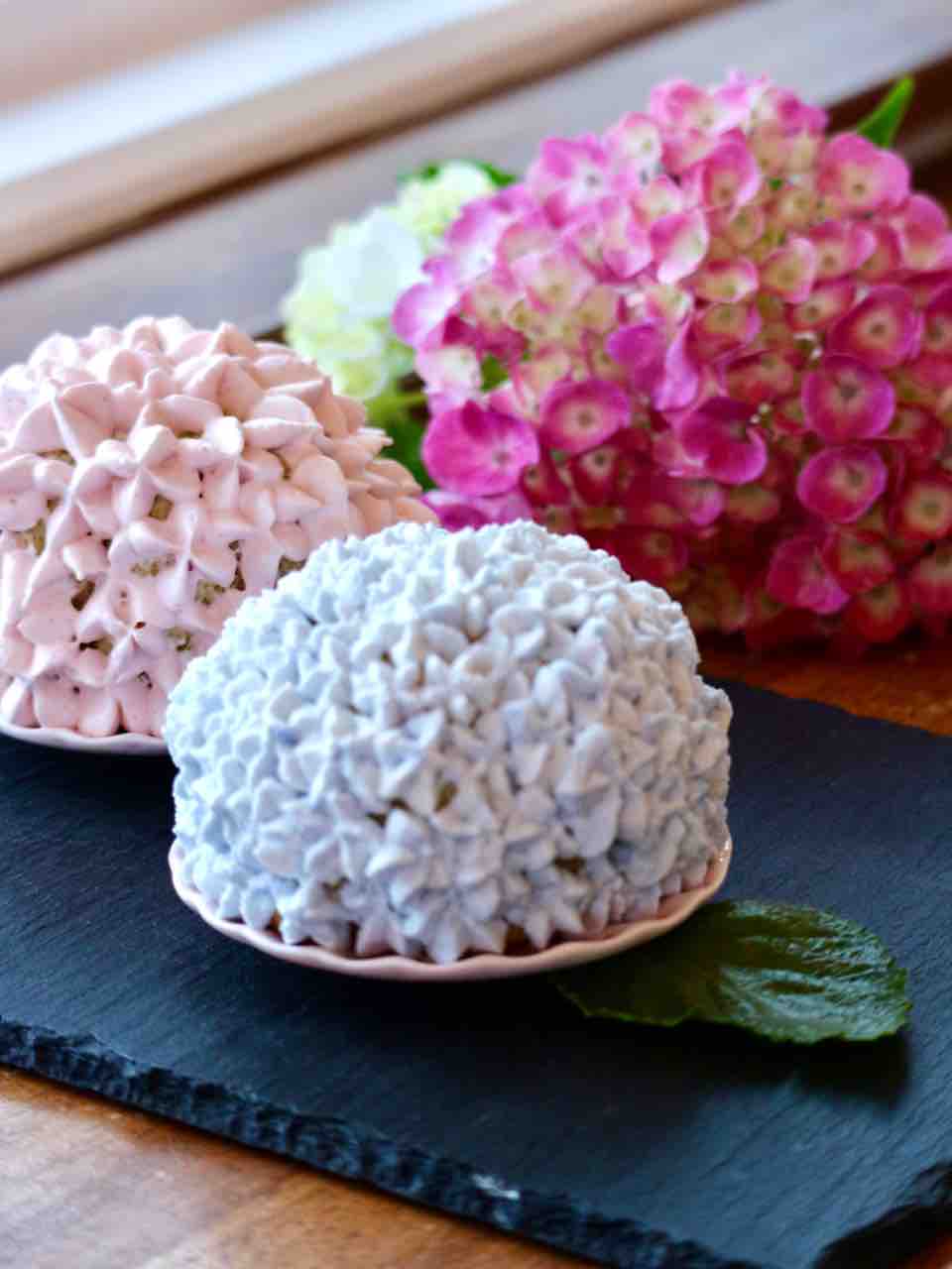 本日のスイーツ あじさいのシフォンドームケーキ Cafe Cherryblossom