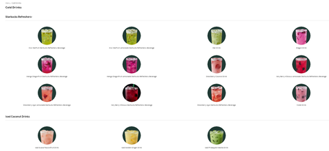 menu cold drinks