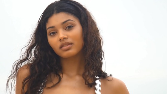 海外モデル Danielle Herrington　がシースルーの水着を着て、乳首スケスケ
