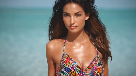海外モデル　Lily Aldridge　のセクシービキニ動画