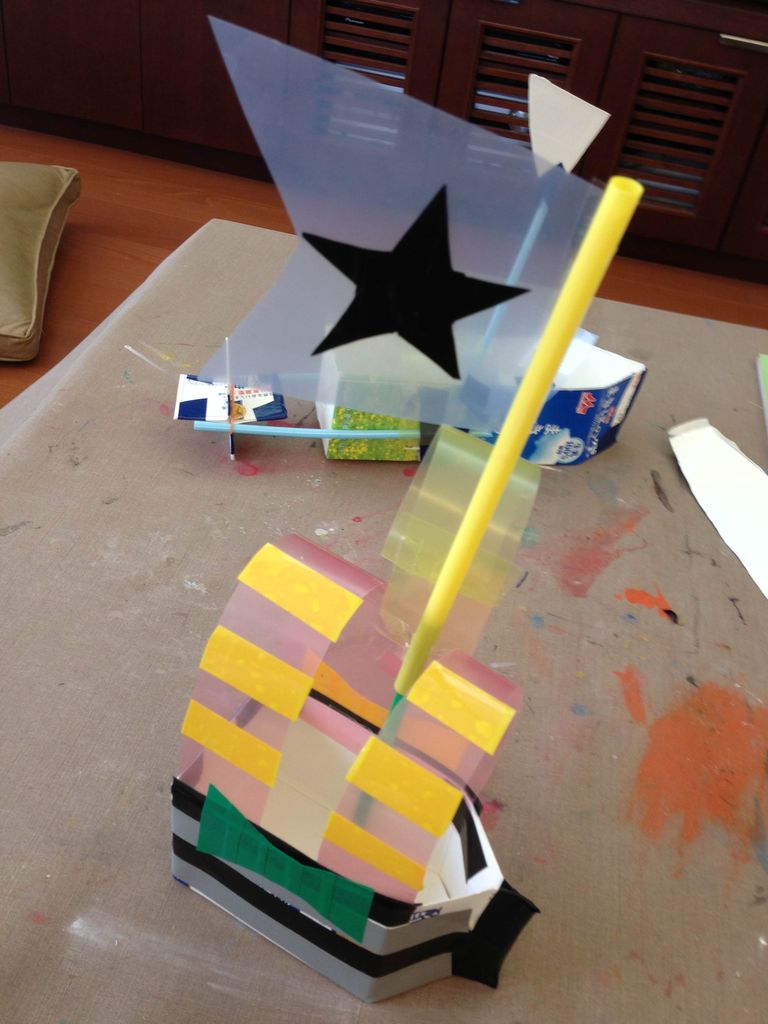 スクリューで動く牛乳パック船 絵画教室キャンディブックス