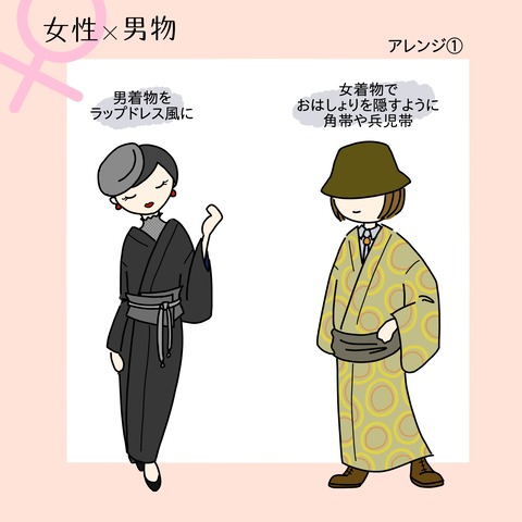 女性が男着物3