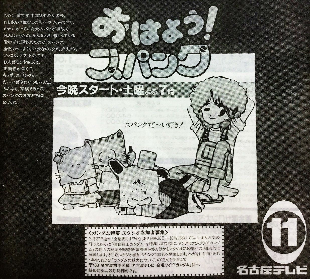 1981年3月7日 新聞テレビ欄 おはよう スパンク ਊ