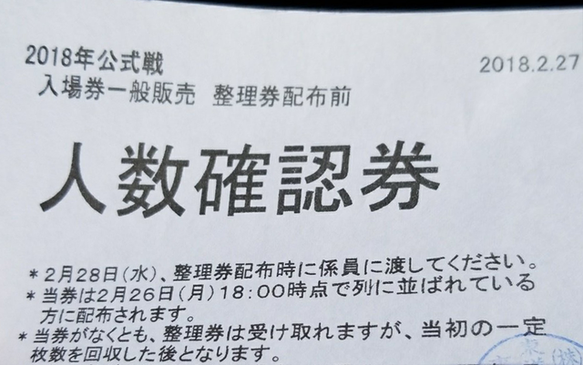 広島カープ人数確認券