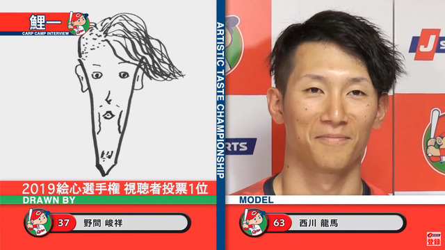 カープ野間画伯_西川龍馬_似顔絵_2021年版_02