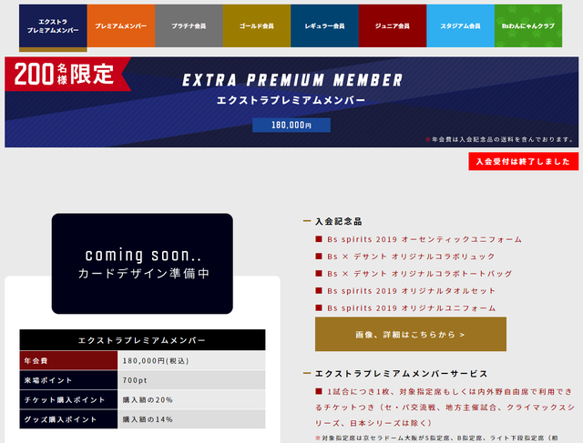 オリックスファンクラブグレード