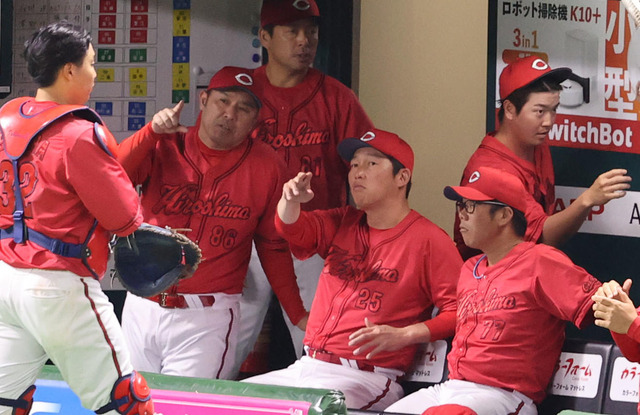 新井監督ベンチ1