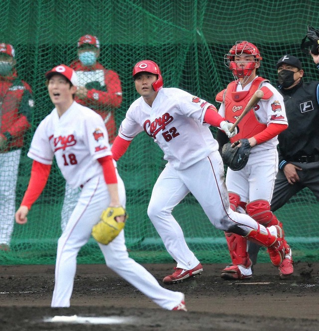 カープドラ6末包、森下＆九里撃ち